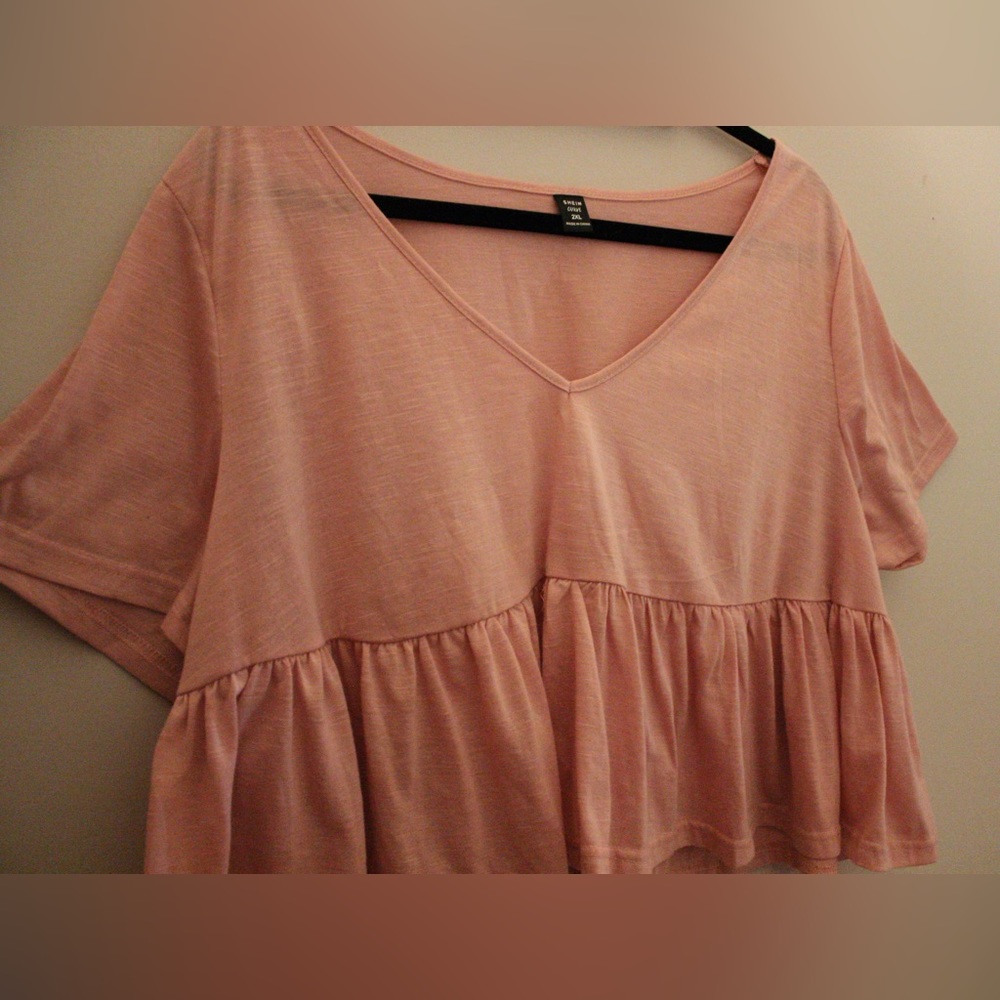 SHEIN Qutie Plus Peplum V Neck Tee - Picture 2 of 6
